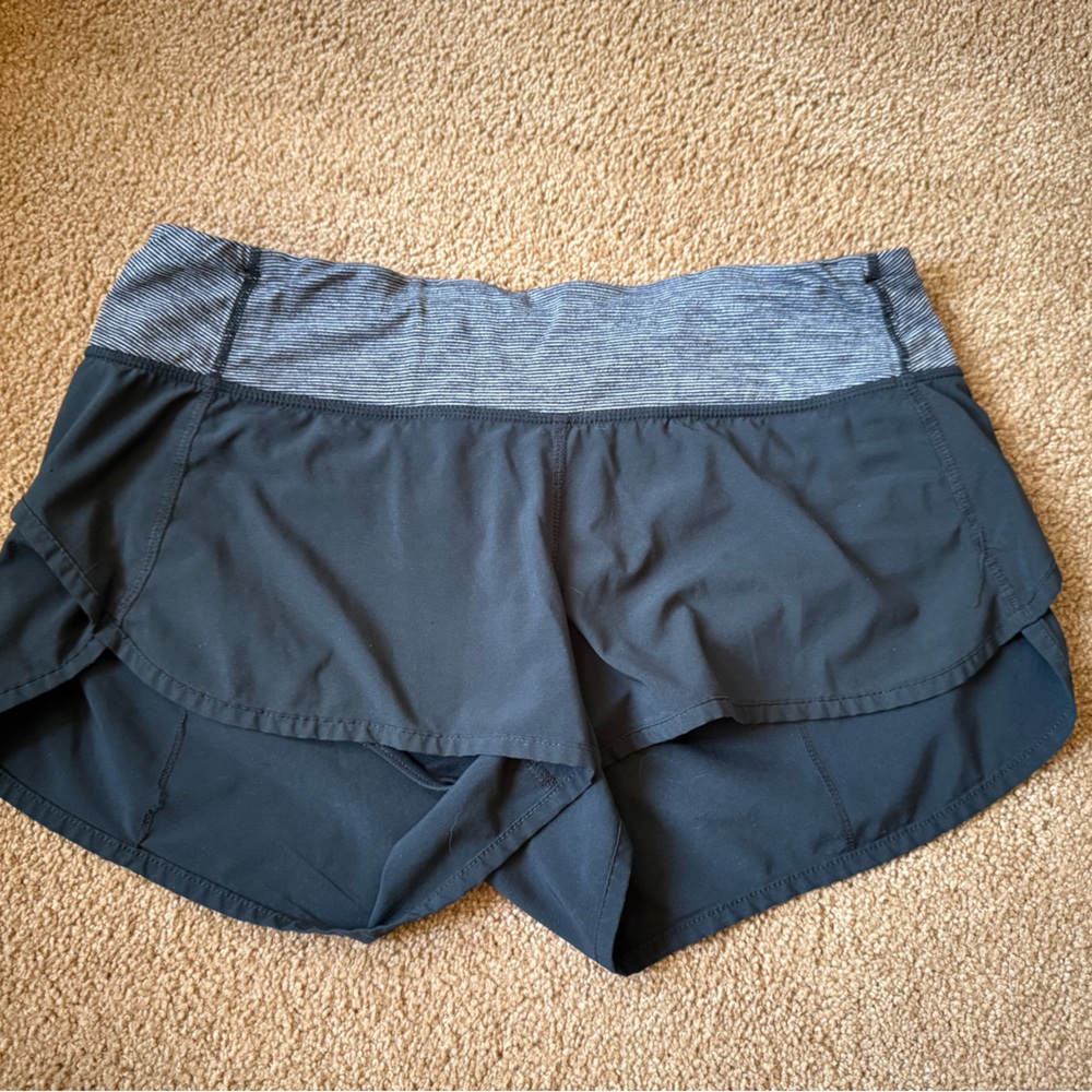 Lululemon Black and Gray Running Speed Shorts